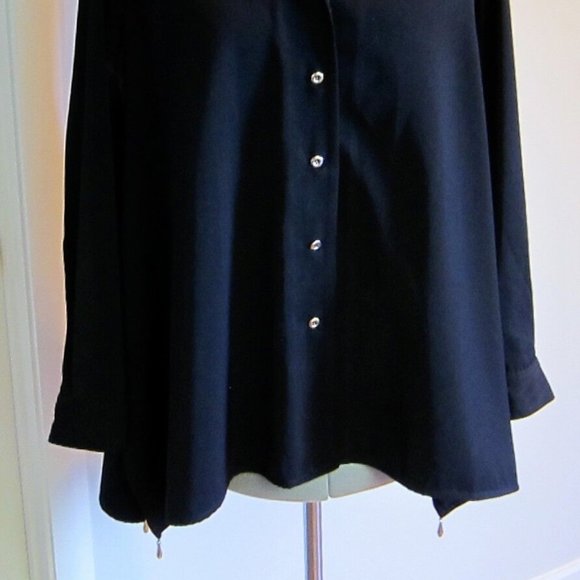 DIANE GILMAN DG2 BLACK BUTTON FRONT TUNIC - A LINE - SIZE SMALL - Picture 2 of 7